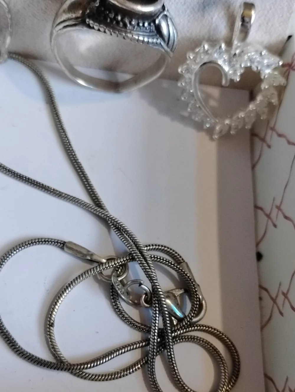 925 Sterling Silver Ring Chain& Pendant